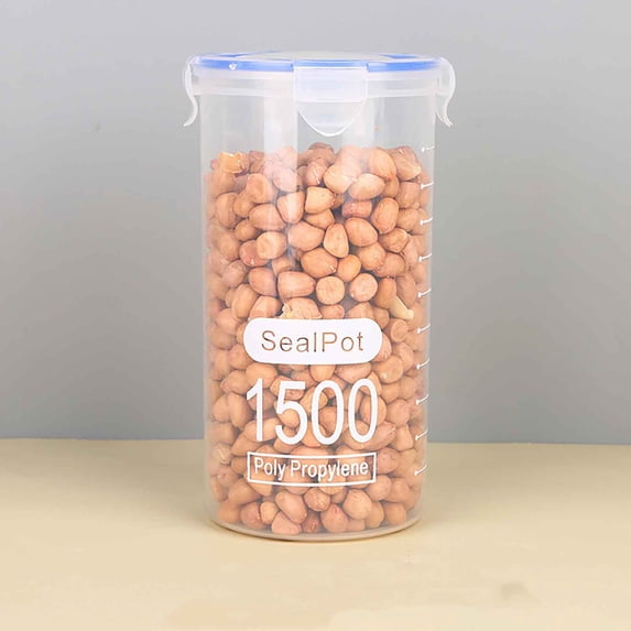 Honeeladyy Summer Savings Overnight Oats Containers with Lids Round Airtight Oatmeal Container Plastic Locking Lid Cereal Milk Oatmeal Storage (1500ML)