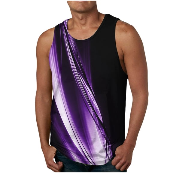 Honeeladyy Summer Sleeveless Tops for Men Men Casual Fashion Printing Pullover Round Neck Sports Tank Tops Vest