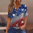 thumbnail image 1 of Honeeladyy Summer Tops for Women's Casual Print Short Sleeve V-neck Top Outwear(White,S), 1 of 5