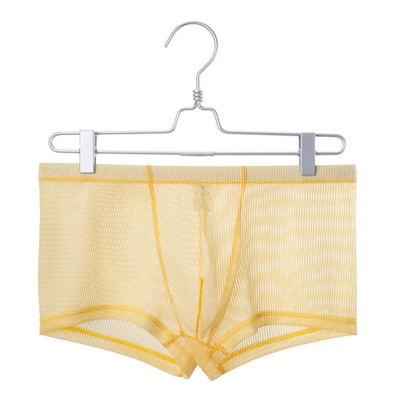 Honeeladyy Summer ice silk men's underwear Men Casual Fashion Solid Attractive Underwear Mesh Striped Boxer Breathable Hip Shorts