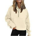 thumbnail image 1 of Honeeladyy Sweatshirts for Women Loose Fit,Women Half Zip Cropped Hoodies Fleece Quarter Zip Up Pullover Sweatshirts Winter Clothes 2023 Outfits Sweater Coat, 1 of 1