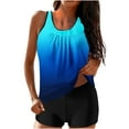 thumbnail image 1 of Honeeladyy Tankini Swimsuits for Women Retro Bathing Suits Two Pieces Print Swimwear Sports Tank Tops with Boyshorts Blue XL, 1 of 6