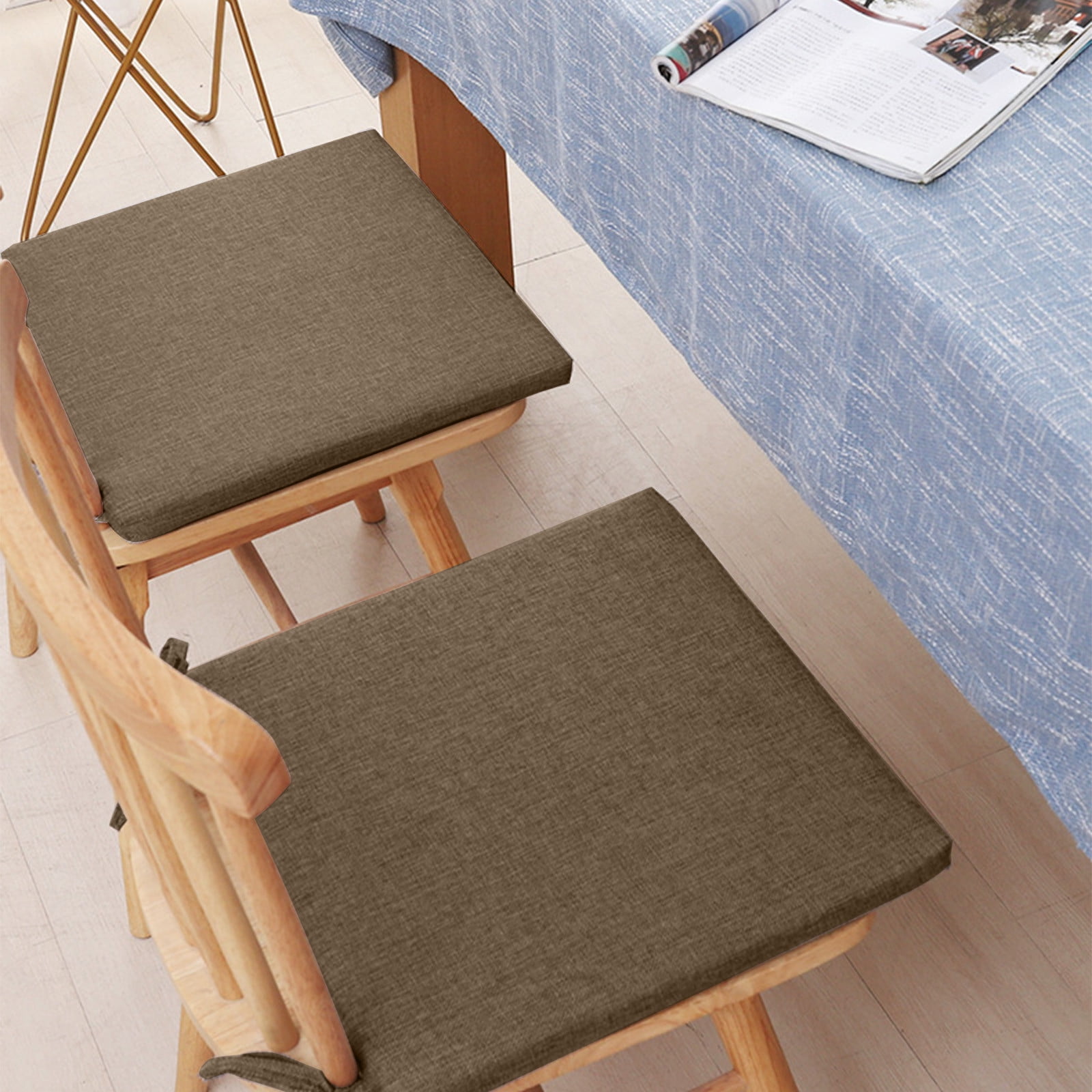 Harlier 1.2 Thick Cotton Chair Cushions Removable Machine Washable Cover and Ties Chair Pads for Indoor Dining Room and Kitchen Chairs 16 x 16 Green Walmart