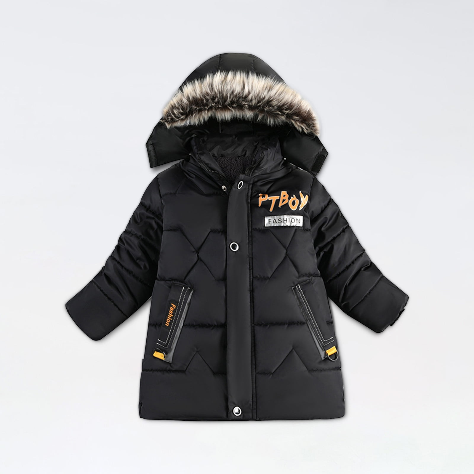 Honeeladyy Toddler Baby Boys Cute Solid Color Winter Hoodie Keep Warm Cotton Clothes Thick Coat