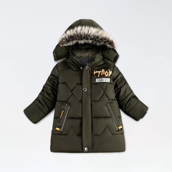 Honeeladyy Toddler Baby Boys Cute Solid Color Winter Hoodie Keep Warm Cotton Clothes Thick Coat