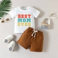 thumbnail image 1 of Honeeladyy Toddler Baby Boys Short Sleeve Button Down Shirt Shorts Suits Boys' Summer Casual Suit Infant And Toddler Mother's Day Short Sleeve Letter T-shirt Shorts Two Piece Set, 1 of 9