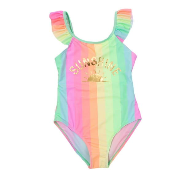 Honeeladyy Toddler Girls Kids Swimsuit Rainbow Sunshine Backless Beach Siamese Bathing Suit kids swimsuits girls swimsuits 4-16 clearance