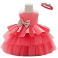 thumbnail image 1 of Honeeladyy Toddler Girls Princess Dresses Net Yarn Bowknot Birthday Party Gown Long Dresses Headband Suit Gifts for Kids, 1 of 9