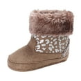 thumbnail image 1 of Honeeladyy Toddler Kid Shoes Winter Toddler Baby Boys Girls Leopard Thicken Velvet Snow Brown Discount, 1 of 9