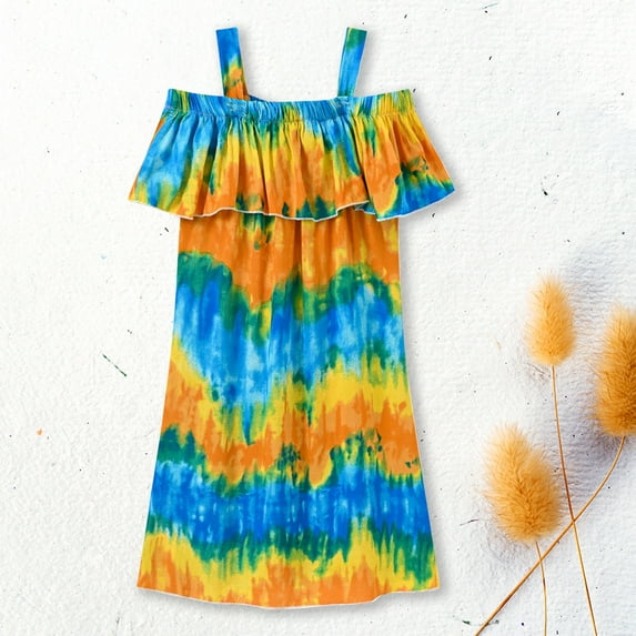 Honeeladyy Toddler Kids Baby Girl Summer Vacation Dress Suspender Skirt Floral Dress dresses for girls