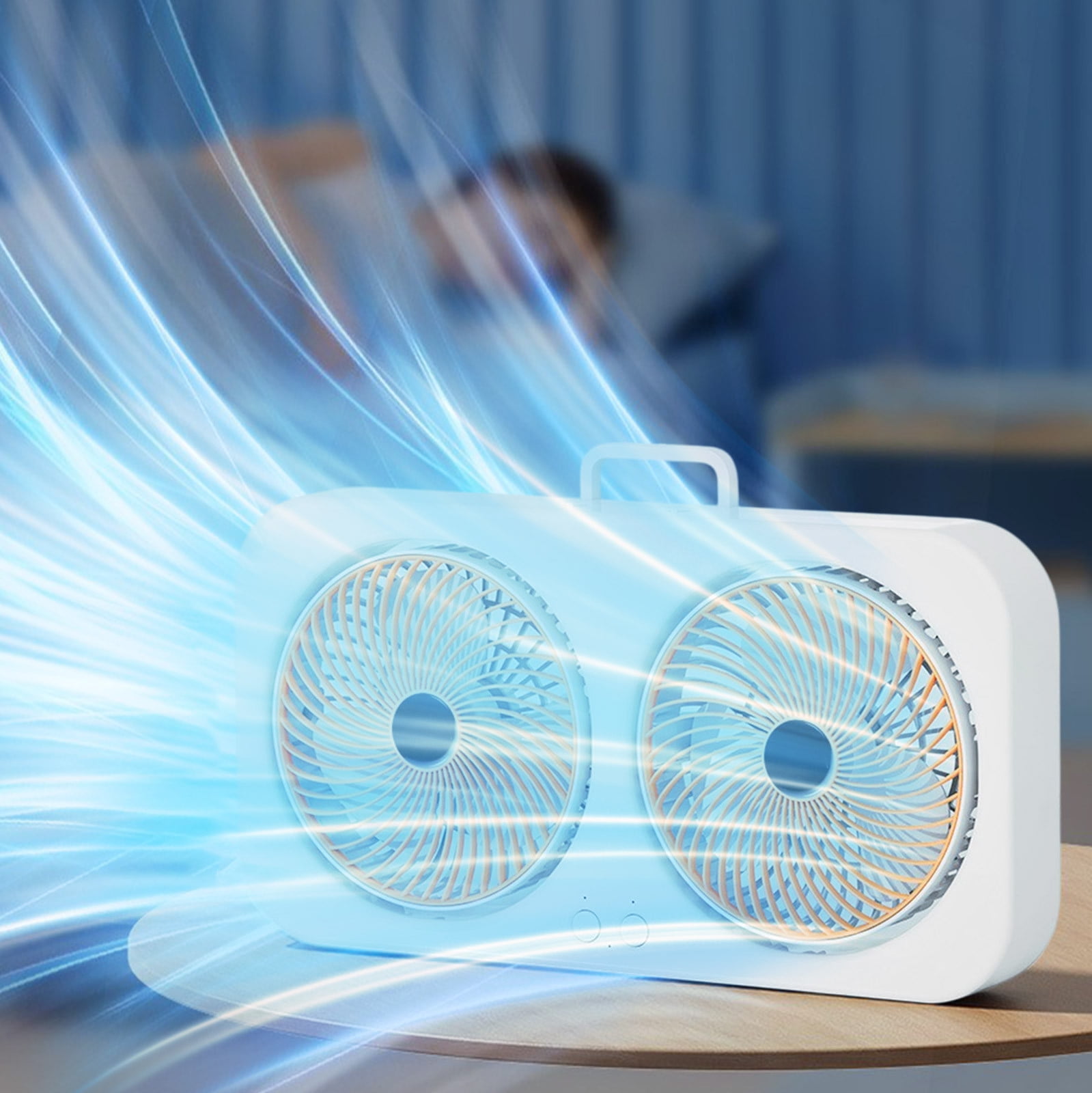 Honeeladyy Twin Window Fan, Portable Wall Mountables or Desktop Fan with Three Adjustable Wind Speeds High Wind Settings, Suitable for Home, Office, Travel or Picnic, 15.75x8.27x2.17in, Orange
