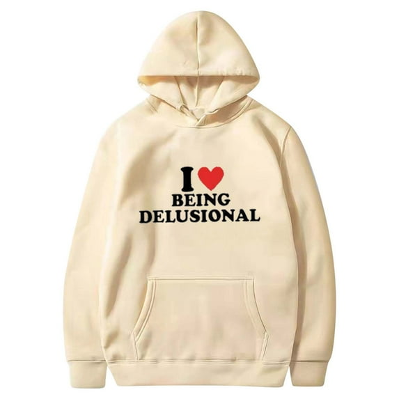 Honeeladyy Valentines Day Womens Hoodies Sweatshirts Couple Heart Shaped letter Print Fleece Lined Lose Soft Tops with Pocket Birthday Gift Khaki M