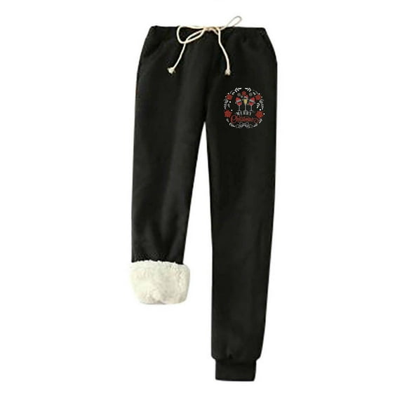 Honeeladyy Warm Sweatpants for Womens,Ladies Winter Outdoor Fleece Sherpa Lined Active Running Jogger Pants Christmas Gift