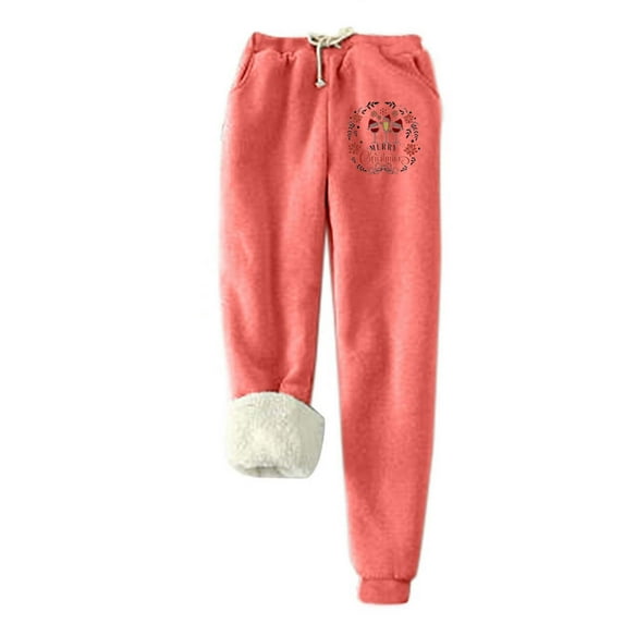 Honeeladyy Warm Sweatpants for Womens,Ladies Winter Outdoor Fleece Sherpa Lined Active Running Jogger Pants Thanksgiving Gift