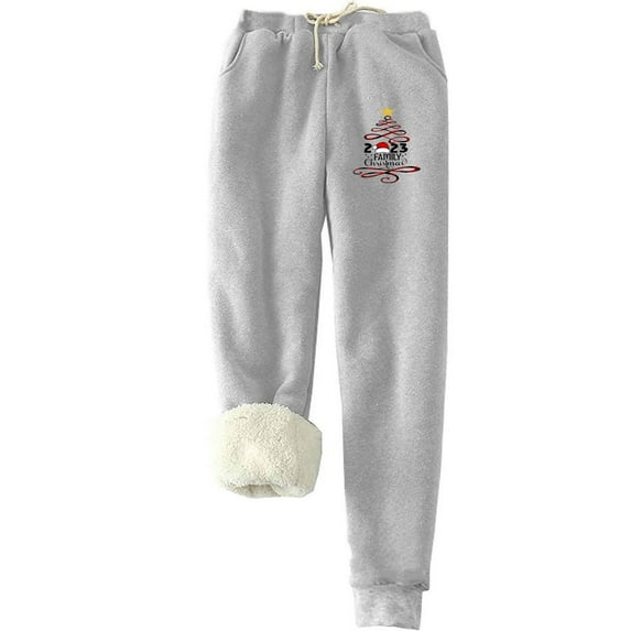 Honeeladyy Warm Sweatpants for Womens,Ladies Winter Outdoor Fleece Sherpa Lined Active Running Jogger Pants Valentine's Day Gift