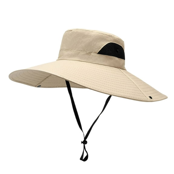 Honeeladyy Wide Brim Sun Hat for Men & Women, Summer UV Protection Oversized Packable Bucket Hat with Windproof Rope, Cycling Fishing Hiking Beach Garden