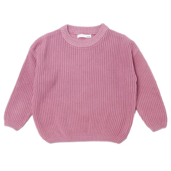 Honeeladyy Winter Baby Girl Boy Oversized Knit Sweater Crewneck Pullover Sweatshirt Solid Warm Long Sleeve Tops Blouse Hot Pink Clearance under 10$