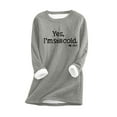 thumbnail image 1 of Honeeladyy Winter Fall Plus Size Tops for Women Winter Warm Thicken Fleece Lined Sweatshirt Trendy Letter Printed Bottoming Tops Visiting Gift Gray M, 1 of 3