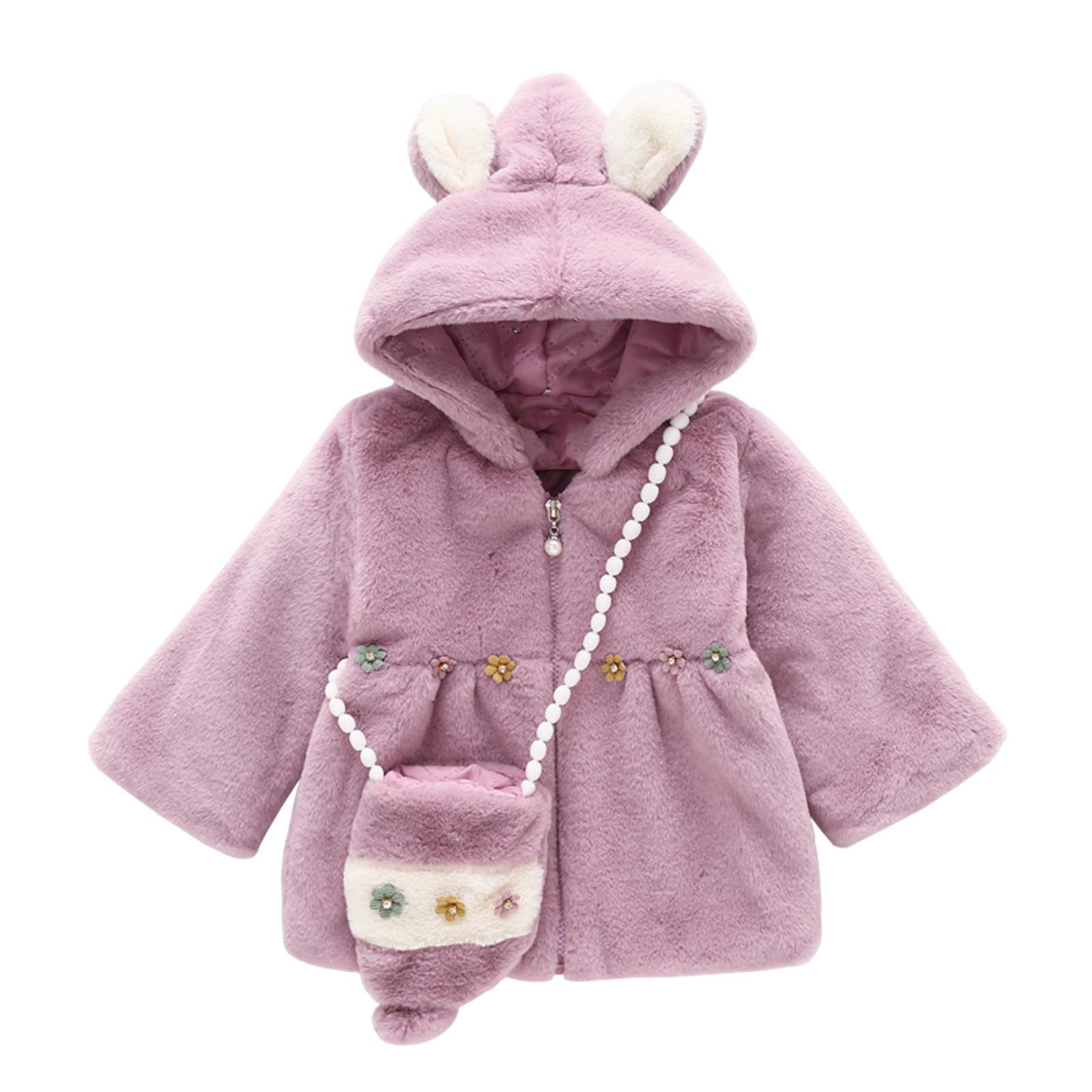 Honeeladyy Winter Toddler Baby Girls Winter Clothing Ears Hooded