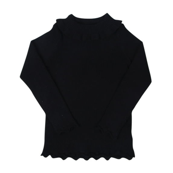 Honeeladyy Winter Toddler Kids Baby Knit Ruffles Turtleneck Sweater Soft Solid Sweater Crochet Black Discount
