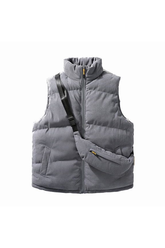 Winter Vest Coat,Unisex Corduroy Sleeveless Hatless Casual Coat Detachable Backpack