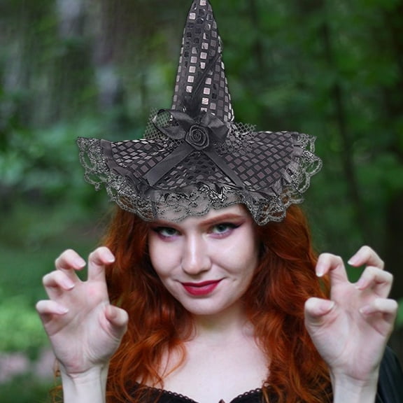 Honeeladyy Witch Hat Headband For Halloween Costume Dress Accessories Bow Head Bands Party Accessory Photography Props Halloween Head Decoration