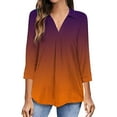thumbnail image 1 of Honeeladyy Woman V Neck Seven Quarter Sleeve T Shirt Autumn Printing Blouse Tops Sweatshirt Loose Bottoming Shirt, 1 of 6