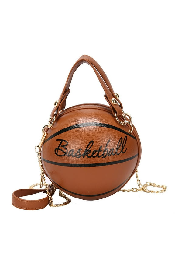 Women Basketball Shaped Cross Body Messenger Bag Purse Tote Mini Shoulder PU Leather Round Handbag for Girls Birthday Gifts for Mom