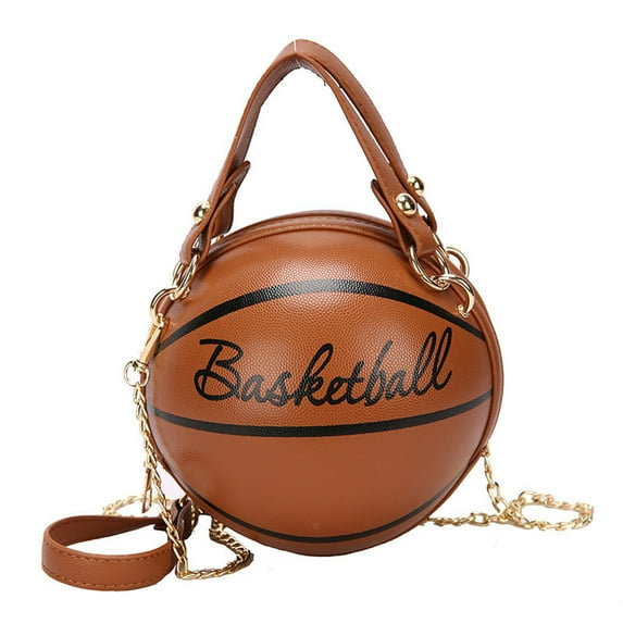 Honeeladyy Women Basketball Shaped Cross Body Messenger Bag Purse Tote Mini Shoulder PU Leather Round Handbag for Girls Birthday Gifts for Mom