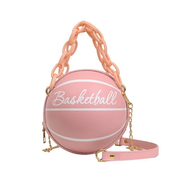 Honeeladyy Women Basketball Shaped Shoulder Handbag Cute Mini CrossBody Bag Girls Messenger Tote PU Leather Round Coin Purse Birthday Gifts for Daughters