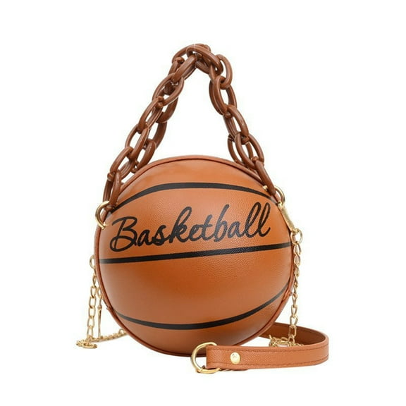 Honeeladyy Women Basketball Shaped Shoulder Handbag Cute Mini CrossBody Bag Girls Messenger Tote PU Leather Round Coin Purse Birthday Gifts for Mom