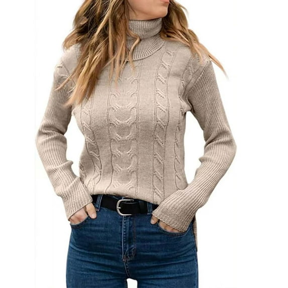 Honeeladyy Women Casual Fashion Pullover Long Sleeve Round-Neck Sweater