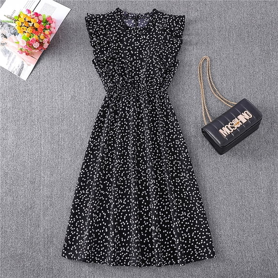 Honeeladyy Women Casual V-Neck Short Sleeve Summer Print Knee-Length Dress For Beach summer dresses for women