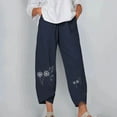 thumbnail image 1 of Honeeladyy Women Fashion Casual Printing Pocket Fold Loose Full Length Pants Straight Pants, 1 of 5