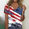thumbnail image 1 of Honeeladyy Women Fashion Casual Shirts Short Sleeve Loose Tee Tops V Neck Blouse, 1 of 4