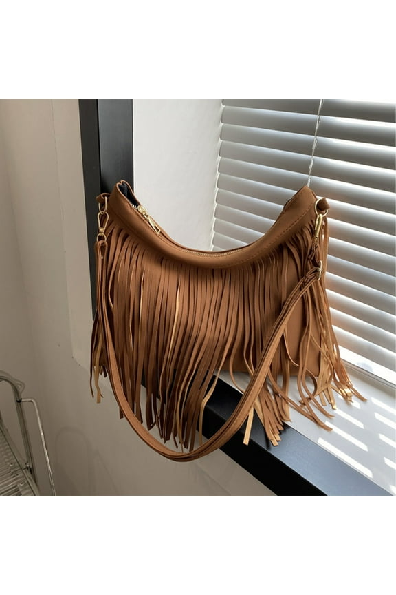 Women Fringe Shoulder Bag 2025 New Western Purse Shoulder Bag Lightweight Large Capacity Tassel Crossbody Bag Birthday Gifts for Mom Wife Girlfriend, Brown