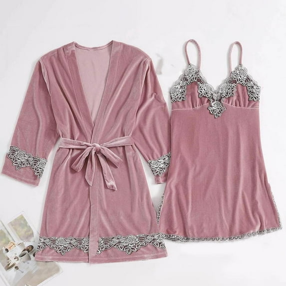 Honeeladyy Women Gold Velvet Two Piece Nightgown Home Service Suit Homewear Pajama Pants Sets pajamas summer for women