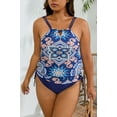 thumbnail image 1 of Honeeladyy Women Plus Size Tankini Swimsuits Floral Print Strap Bathing Suit Tankini Tops with Side Tie Bottom Purple XXXL, 1 of 5