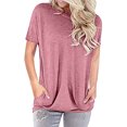 thumbnail image 1 of Honeeladyy Women Sleeve Beach Tops Fashion Women's Summer O-Neck Short Sleeve Solid Casual T-shirt Blouse, 1 of 9