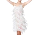 thumbnail image 1 of Honeeladyy Women Sleeveless Sparkle Tassel Mini Dress Spaghetti Strap Glitter Dress for Party Nightclub White L, 1 of 9