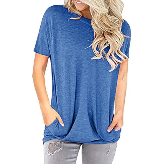 Honeeladyy Women Summer T Shirt Fashion Women's Summer O-Neck Short Sleeve Solid Casual T-shirt Blouse