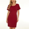 thumbnail image 1 of Honeeladyy Women Summer Tunic Dress Fashion Women Summer Button O-Neck Solid Diamonds Short Sleeve Mini Dress, 1 of 7