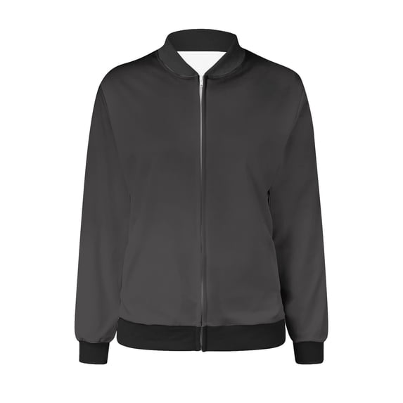 Honeeladyy Women's Bomber Jacket Casual Coat Zip Up Outerwear Windbreaker with Pockets Dark Gray M