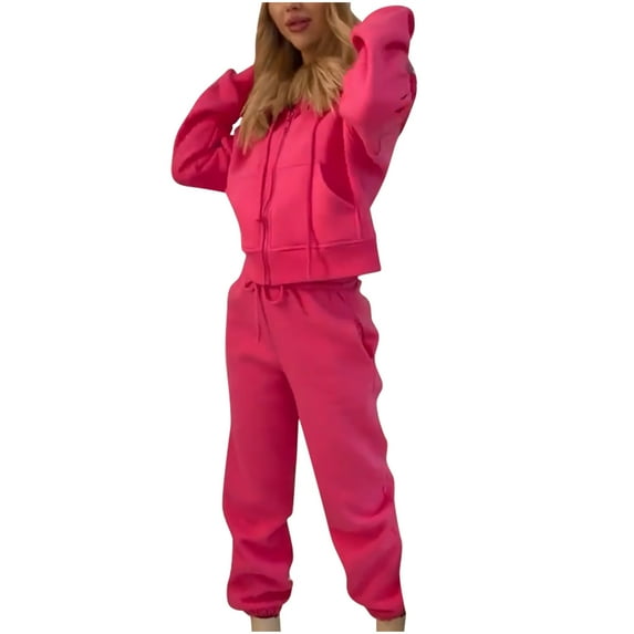 Honeeladyy Women's Casual Color Long Sleeved Hoodie Trousers Sweatershirt Sports Suit