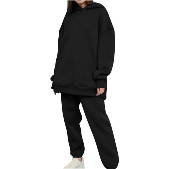 Honeeladyy Women's Casual Color Long Sleeved Hoodie Trousers Sweatershirt Sports Suit