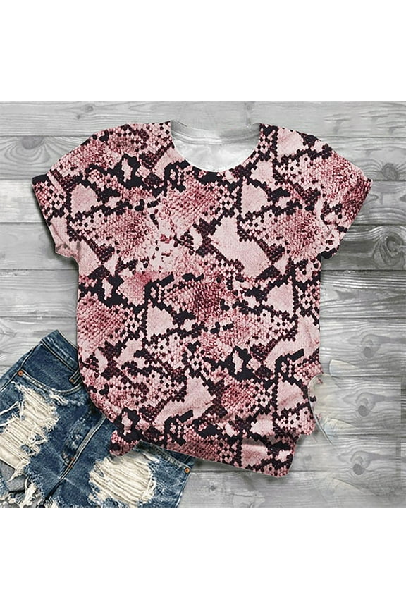 Women's Fashion Cute Leopard Print Pullover Casual Bottom Shirt Top women's crewneck tops