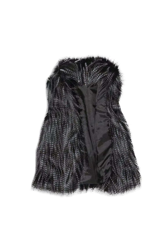 Women's Faux Fur Vest Winter Short Waistcoat Fluffy Sleeveless Jacket Multicolor M