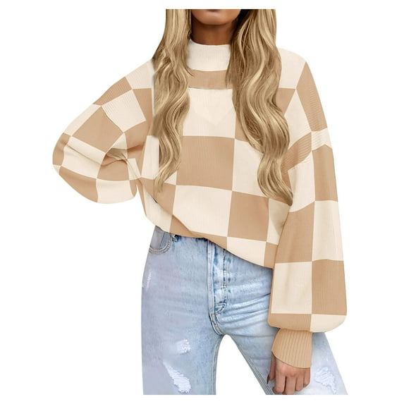Honeeladyy Women's Long Sleeve Ribbed Knit Loose Turtleneck Sweater Long Sleeve Turtleneck Top