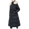 thumbnail image 1 of Honeeladyy Women's Long Winter Faux Fur Coat Puffer Warm Jacket with Detachable Hood Black L, 1 of 5