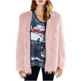 thumbnail image 1 of Honeeladyy Women's Shaggy Faux Fur Outwear Coat Jacket Long Sleeve Warm Winter Pink S, 1 of 5